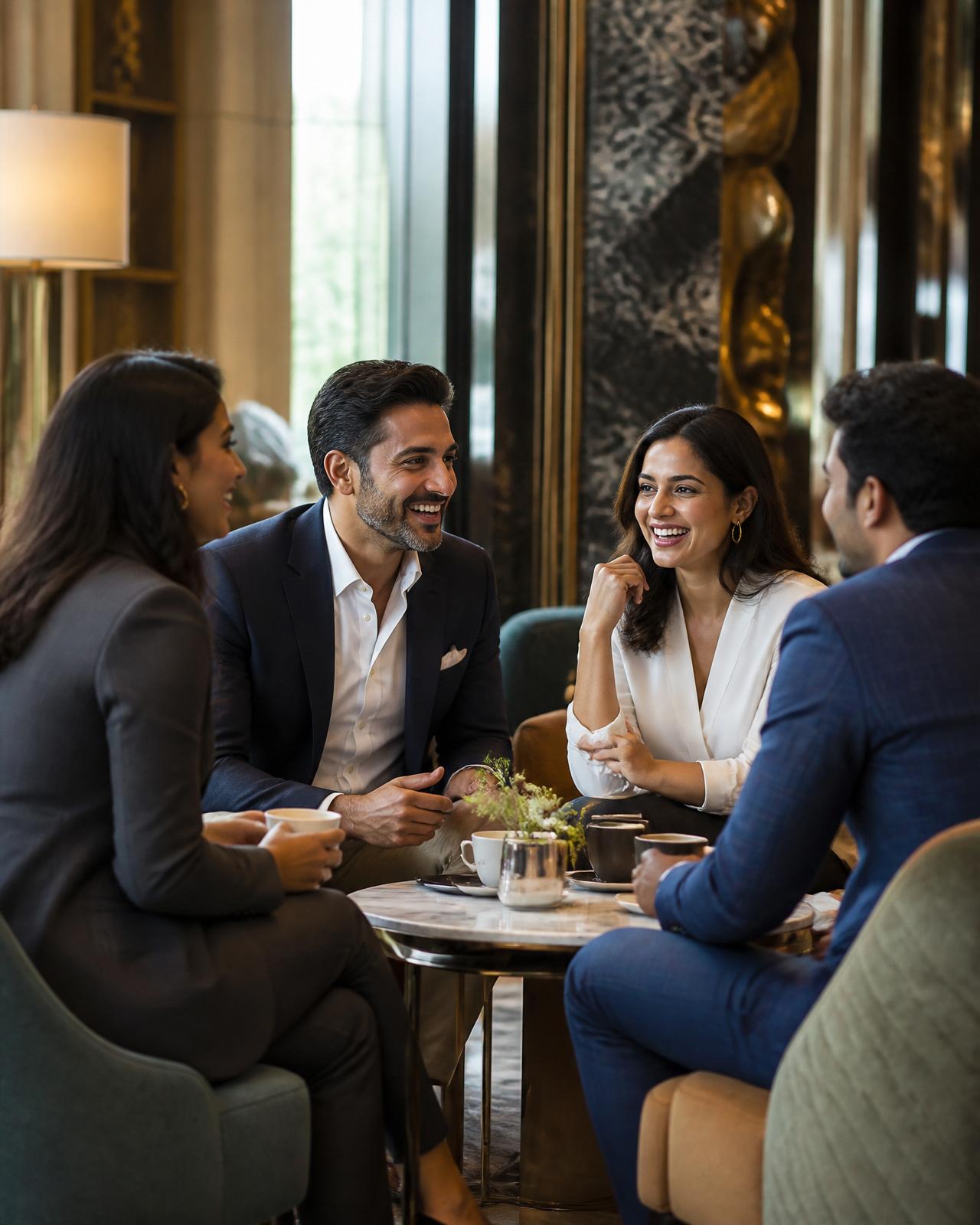 Genuine conversations at a luxury lounge